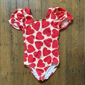 Mini Boden one-piece swimsuit w/ puff sleeves.